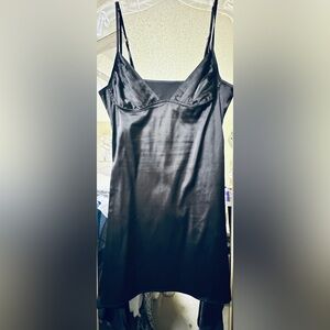 Commense Sleek Black Satin Mini Dress